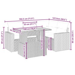 Salon de jardin avec coussins 5 pcs beige résine tressée 513087513087