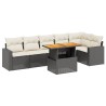 Salon de jardin 7 pcs avec coussins noir résine tressée 513088513088