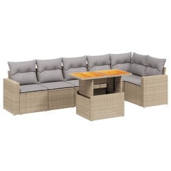 Salon de jardin avec coussins 7 pcs beige résine tressée 513089513089