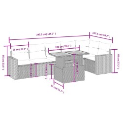 Salon de jardin avec coussins 7 pcs beige résine tressée 513089513089