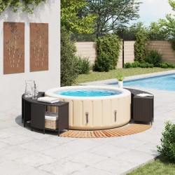 Cadre de bain à remous noir résine tressée bois massif d'acacia 513094513094