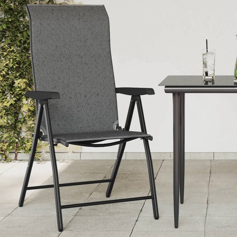 Chaises pliables de jardin lot de 8 gris résine tressée 513095513095