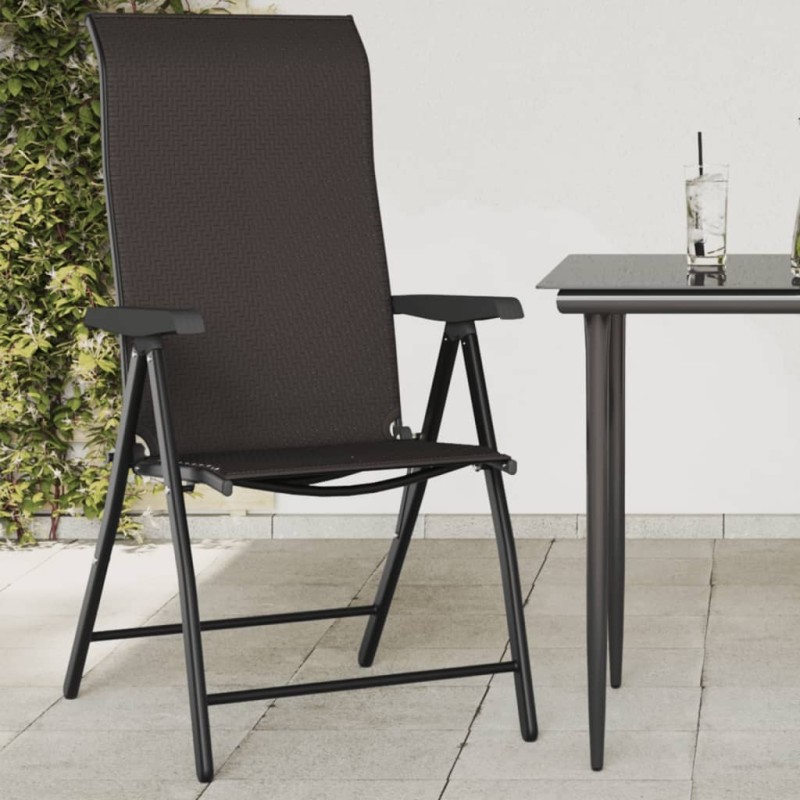 Chaises pliables de jardin lot de 8 café noir résine tressée 513096513096