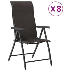 Chaises pliables de jardin lot de 8 café noir résine tressée 513096513096