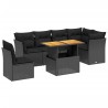 Salon de jardin 7 pcs avec coussins noir résine tressée 513106513106