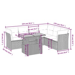 Salon de jardin avec coussins 7 pcs beige résine tressée 513119513119