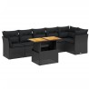 Salon de jardin 7 pcs avec coussins noir résine tressée 513120513120