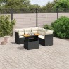 Salon de jardin 5 pcs avec coussins noir résine tressée 513121513121