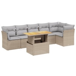 Salon de jardin avec coussins 7 pcs beige résine tressée 513124513124