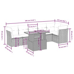 Salon de jardin avec coussins 7 pcs beige résine tressée 513124513124