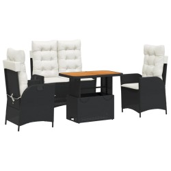 Ensemble à manger de jardin 4 pcs avec coussins noir 513128513128