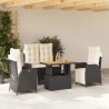 Ensemble à manger de jardin 4 pcs avec coussins noir 513129513129