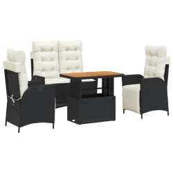 Ensemble à manger de jardin 4 pcs avec coussins noir 513129513129