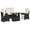 Ensemble à manger de jardin 4 pcs avec coussins noir 513129513129