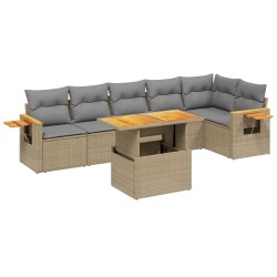 Salon de jardin avec coussins 7 pcs beige résine tressée 513134513134