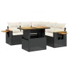 Salon de jardin 6 pcs avec coussins noir résine tressée 513135513135