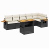 Salon de jardin 7 pcs avec coussins noir résine tressée 513137513137