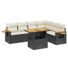Salon de jardin 7 pcs avec coussins noir résine tressée 513138513138