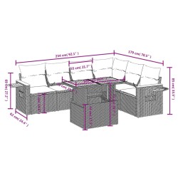 Salon de jardin 7 pcs avec coussins noir résine tressée 513138513138