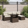 Salon de jardin avec coussins 6 pcs marron résine tressée 513139513139