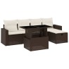 Salon de jardin avec coussins 6 pcs marron résine tressée 513139513139