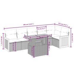 Salon de jardin 7 pcs avec coussins noir résine tressée 513142513142