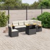 Salon de jardin 7 pcs avec coussins noir résine tressée 513144513144