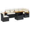 Salon de jardin 7 pcs avec coussins noir résine tressée 513144513144