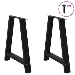Pieds de table à manger en forme de A 2 pièces Noir 80 x (72-73) cm Acier 513149513149