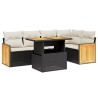 Salon de jardin 6 pcs avec coussins noir résine tressée 513152513152