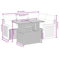 Salon de jardin avec coussins 5 pcs beige résine tressée 513153513153