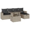 Salon de jardin 6 pcs avec coussins gris clair résine tressée 513158513158