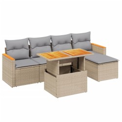 Salon de jardin avec coussins 6 pcs beige résine tressée 513160513160