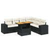 Salon de jardin 7 pcs avec coussins noir résine tressée 513161513161