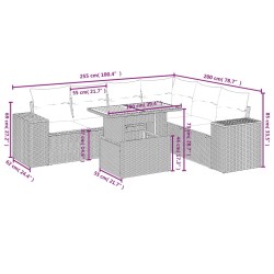 Salon de jardin 7 pcs avec coussins noir résine tressée 513161513161