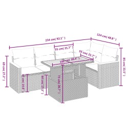 Salon de jardin 6 pcs avec coussins noir résine tressée 513162513162