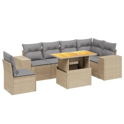 Salon de jardin avec coussins 7 pcs beige résine tressée 513164513164