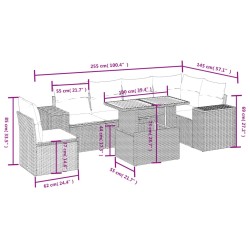 Salon de jardin avec coussins 7 pcs beige résine tressée 513164513164