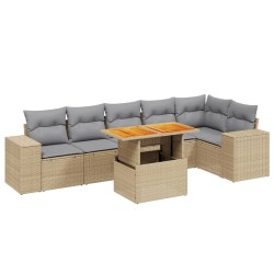Salon de jardin avec coussins 7 pcs beige résine tressée 513168513168