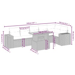 Salon de jardin avec coussins 7 pcs beige résine tressée 513168513168