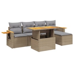 Salon de jardin avec coussins 6 pcs beige résine tressée 513169513169