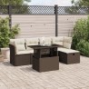 Salon de jardin avec coussins 6 pcs marron résine tressée 513175513175