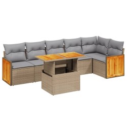 Salon de jardin avec coussins 7 pcs beige résine tressée 513178513178