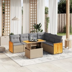 Salon de jardin avec coussins 7 pcs beige résine tressée 513181513181