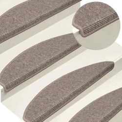 Tapis d'escalier 15 pièces 65 x 21 x 4 cm Beige foncé Demi-rond Grand 513239513239