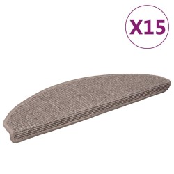 Tapis d'escalier 15 pièces 65 x 21 x 4 cm Beige foncé Demi-rond Grand 513239513239