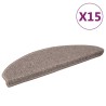 Tapis d'escalier 15 pièces 65 x 21 x 4 cm Beige foncé Demi-rond Grand 513239513239