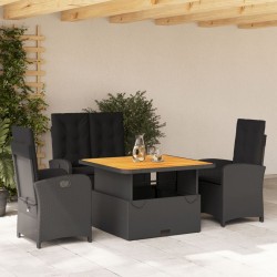 Ensemble à manger de jardin 4 pcs avec coussins noir 513240513240