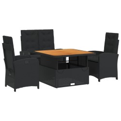 Ensemble à manger de jardin 4 pcs avec coussins noir 513240513240
