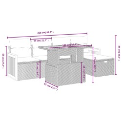 Salon de jardin 6 pcs avec coussins gris résine tressée 513241513241
